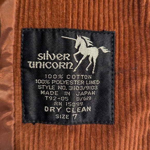 SILVER UNICORN Silver Corduroy Burnt Orange Button Y2K Blazer Jacket Size 7 - Picture 5 of 5